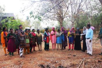 Field visit of trainees to Santalum album germplasm bank.